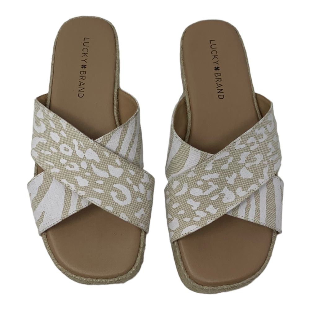 Lucky Brand Gayte Espadrille Sandal Natural Beige Animal print sandals Sz 6.5M